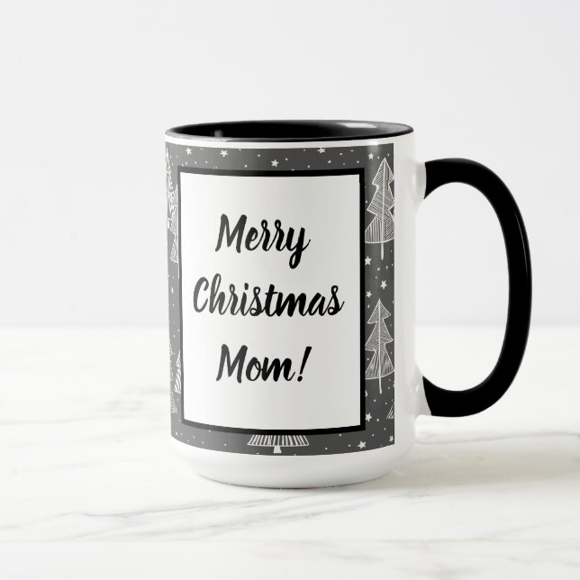 Caneca Placas Alcalinas Manuscritas Árvores de Natal Nasc (Direita)