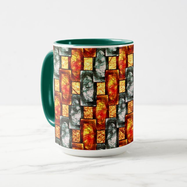 Caneca Placas retangulares vermelhas e manchadas (Frente Esquerda)