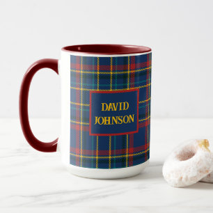Caneca Plaid Escocês Tartan Clan Padrão Vintage