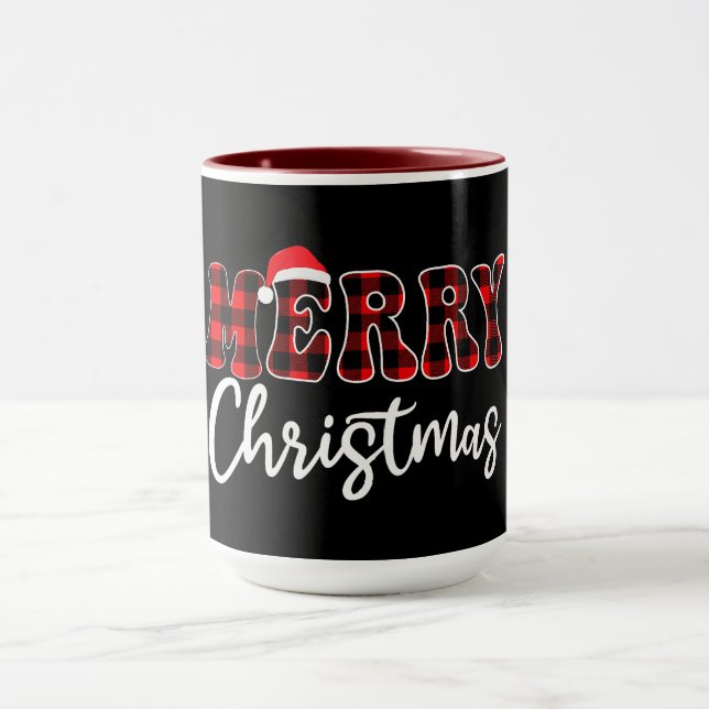Caneca Plaid MERRY Design with Santa Hat  (Centro)
