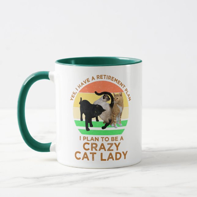 Caneca Planejo Ser Uma Louca Aposentadoria De Gato (Esquerda)