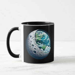 Caneca Planeta Terra e Sua Lua: Maravilha Celestial