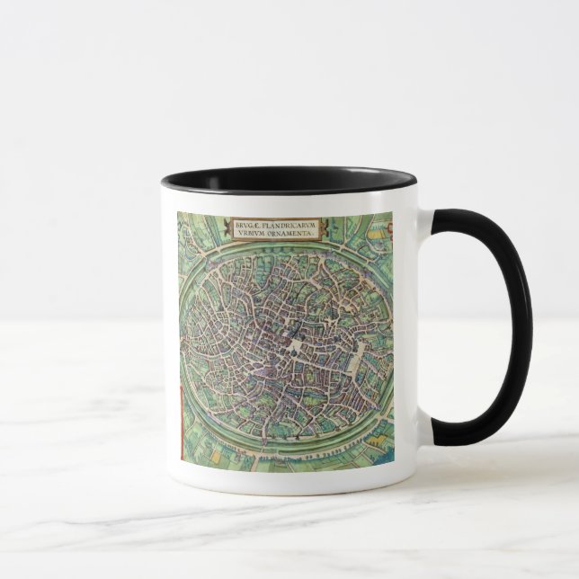 Caneca Plano de cidade de Bruges, 'de Civitates Orbis (Direita)