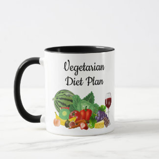 Caneca Plano de Dieta Vegetariana Ilustração Colorida
