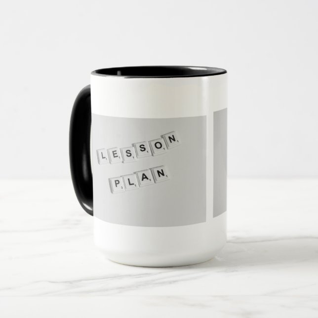 Caneca Plano de Lição Professora Mug Na moda Black & Whit (Frente Esquerda)