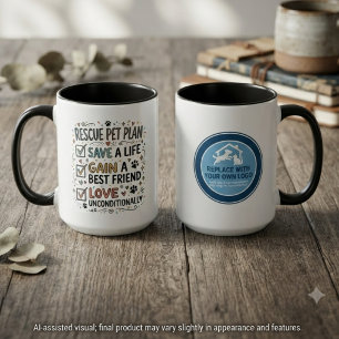 Caneca Plano de Resgate de Animais Checklist e Logotipo
