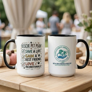 Caneca Plano de Resgate de Animais Checklist e Logotipo