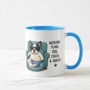 Caneca Planos de Fim de Semana Cachorro Sofá Lanches Cita