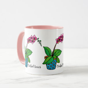 Caneca Planta da orquídea da aguarela no pote bonito
