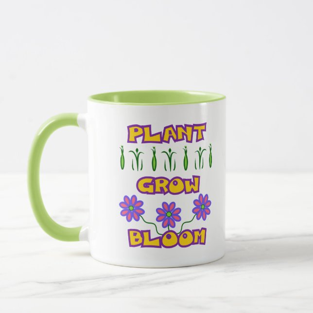 Caneca Plantas Cultivam Bloom Citando Flores Rosa Texto A (Esquerda)