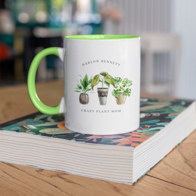 Caneca Plantas De Lover Watercolor Plantas | Monograma (Criador carregado)
