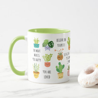 Caneca Plantas Mind Cute Positivas, Mata Cerâmica - 11oz