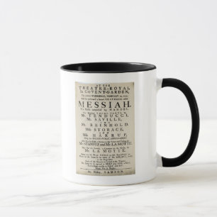 Caneca Playbill que anuncia um desempenho