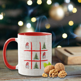 Caneca Playful Christmas Trees and Gnome Tic Tac Toe Card