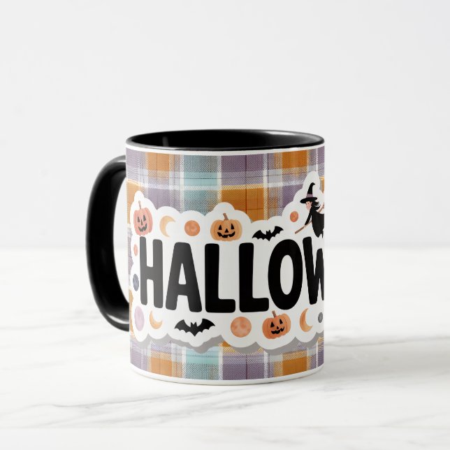 Caneca Playful Halloween Plaid (Frente Esquerda)