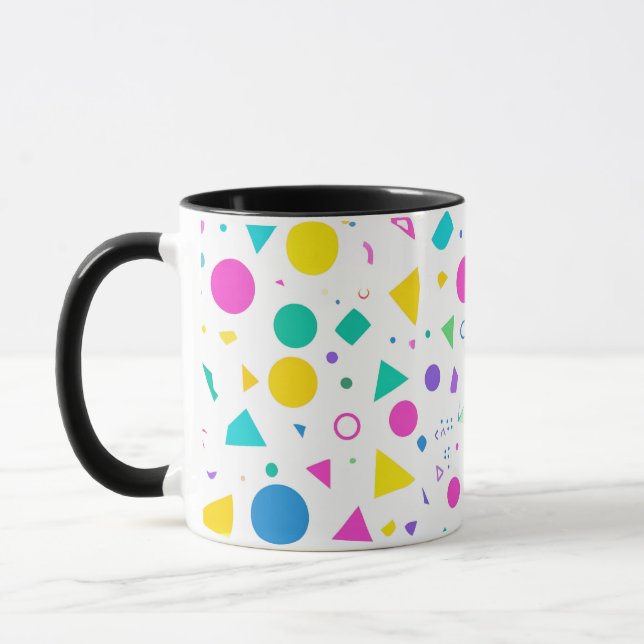 Caneca Playful Neon Memphis Geometric Retro Pattern (Esquerda)