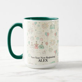 Caneca Playful New Year New Beginnings Custom Mug