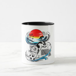 Caneca Playful Paws Soccer Cat Gifts for japanese art fan