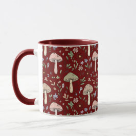 Caneca Plum Vermelho Fungi Dark Academia Luxo Sem Costura