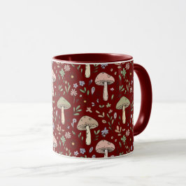Caneca Plum Vermelho Fungi Dark Academia Luxo Sem Costura