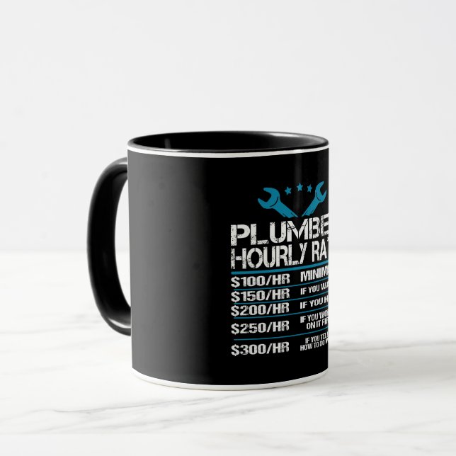 Caneca plumber installer fitter Funny Hourly Rate gift id (Frente Esquerda)