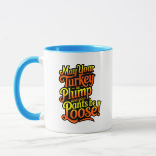 Caneca Plump Turkey, Cartoon Farmer Turkey, Mug