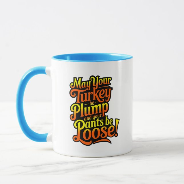 Caneca Plump Turkey, Cartoon Farmer Turkey, Mug (Esquerda)