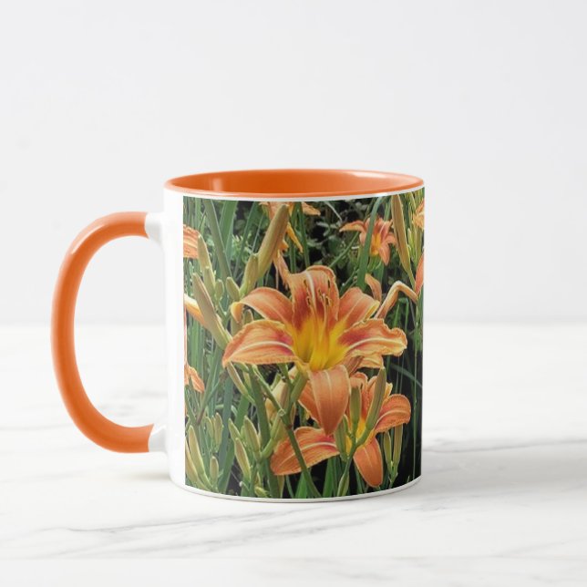 Caneca Pó Floral de Jardim Flor Laranja Daylily (Esquerda)