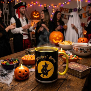 Caneca Poção de Bruxas Halloween Corte Retro em Xilogravu