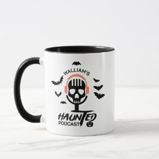 Caneca Podcast do Halloween Negro e Vermelho