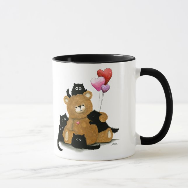 Caneca Podemos ficar com ele? Urso de namorados e Gatos p (Direita)