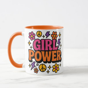 Caneca Poder Colorido da Rapariga Retro