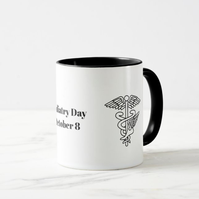 Caneca Podiatria Day Mug com Símbolos Médicos Podiatras (Frente Esquerda)