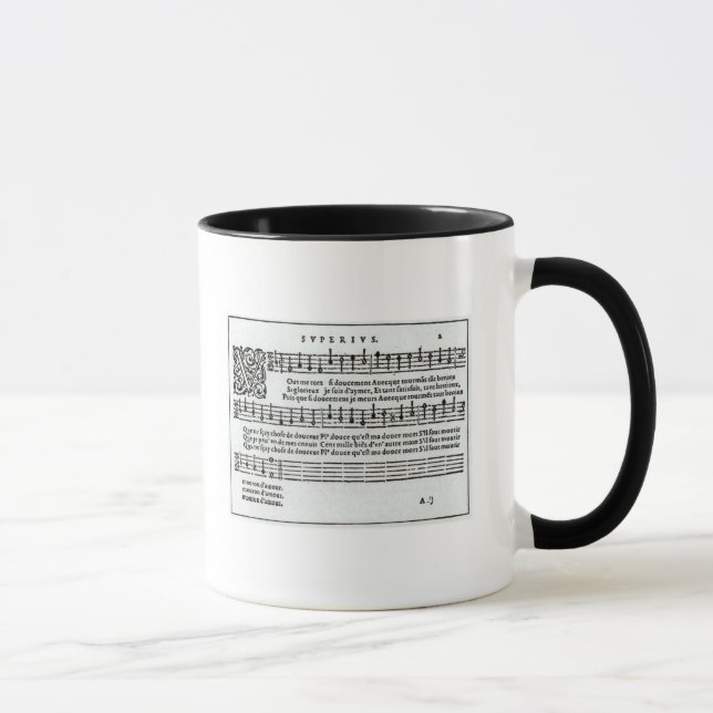 Caneca Poema à música por Jean Antoine de Baif (Direita)