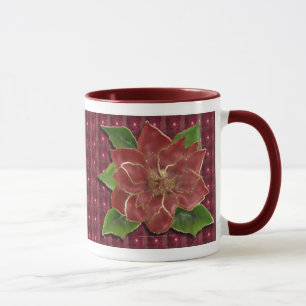 Caneca Poinsétia orlarada ouro Drinkware