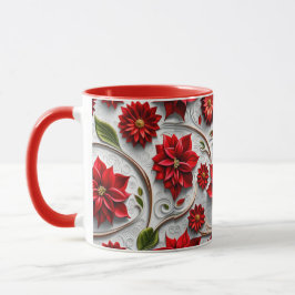 Caneca Poinsettia e Folhas