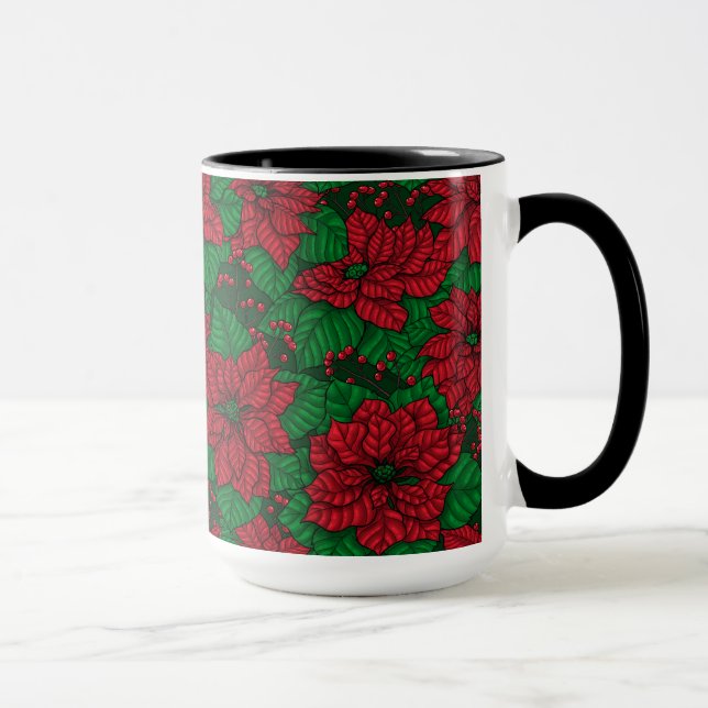 Caneca Poinsettia, padrão de Natal (Direita)