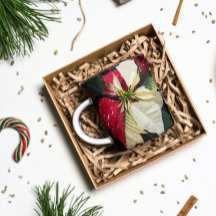 Poinsettia Variegada Vermelha e Branca Floral