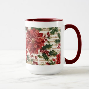 Caneca Poinsettias e música canino