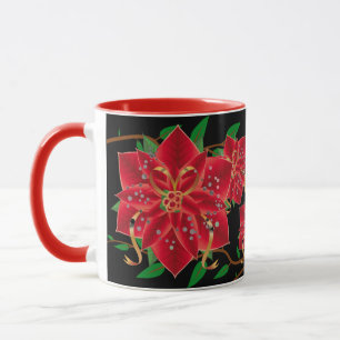 Caneca Poinsettias Vermelhas de Natal