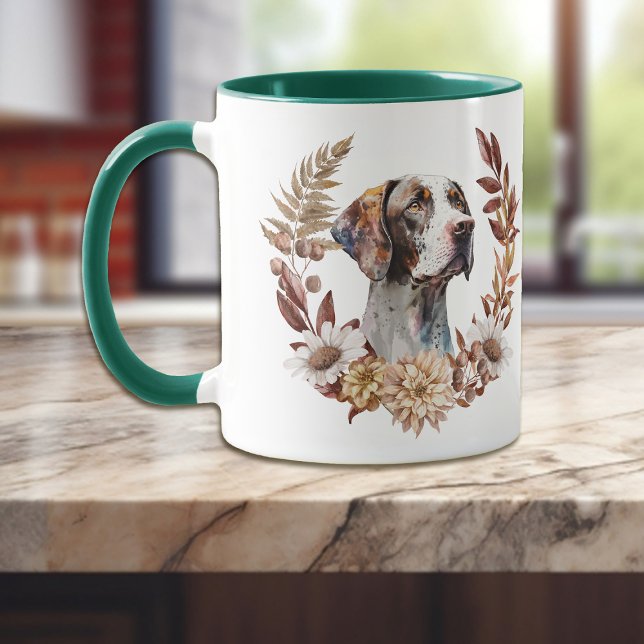 Caneca Póinter Dog Autumn Wreath (Criador carregado)