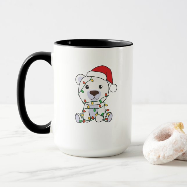 Caneca Polar Bear Christmas Winter Animals Polar Bears (Com Donut)