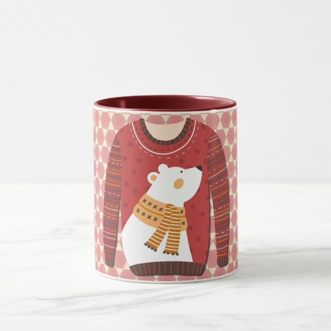 Caneca Polar Bear Ugly Sweater Art Mug Cup (Centro)