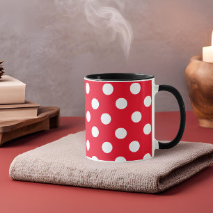 Caneca polca branca em vermelho