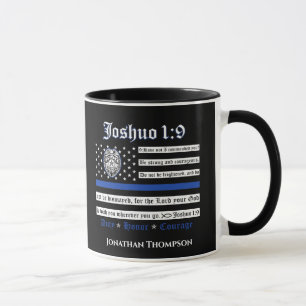 Caneca Polícia Cristã Religiosa Mug Joshua 1:9