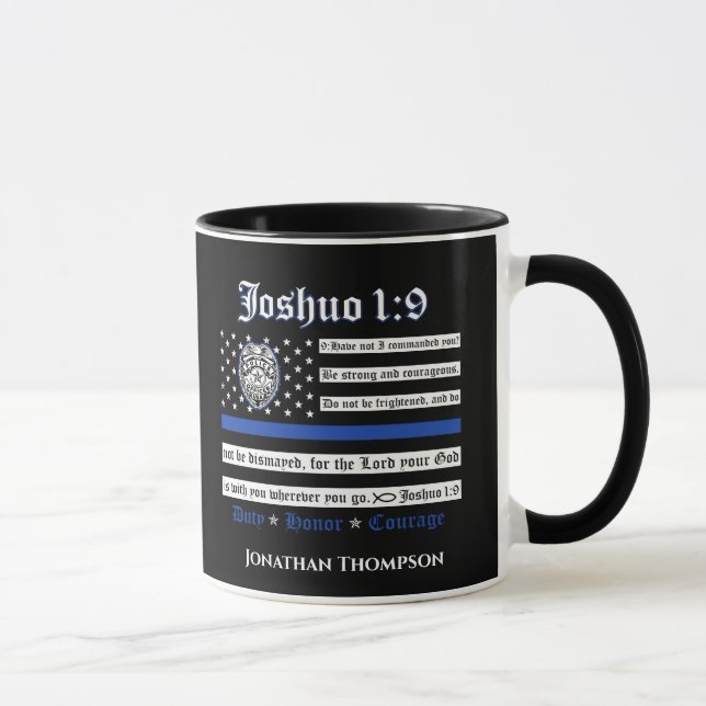 Caneca Polícia Cristã Religiosa Mug Joshua 1:9 (Direita)