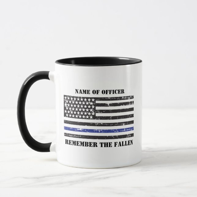Caneca Polícia de Linha Azul Comemorativa e Personalizada (Esquerda)