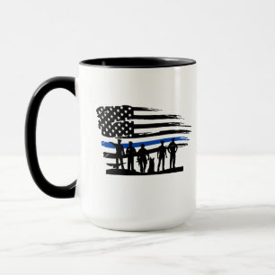 Caneca Polícia de Sinalizador de Linha Azul Fino