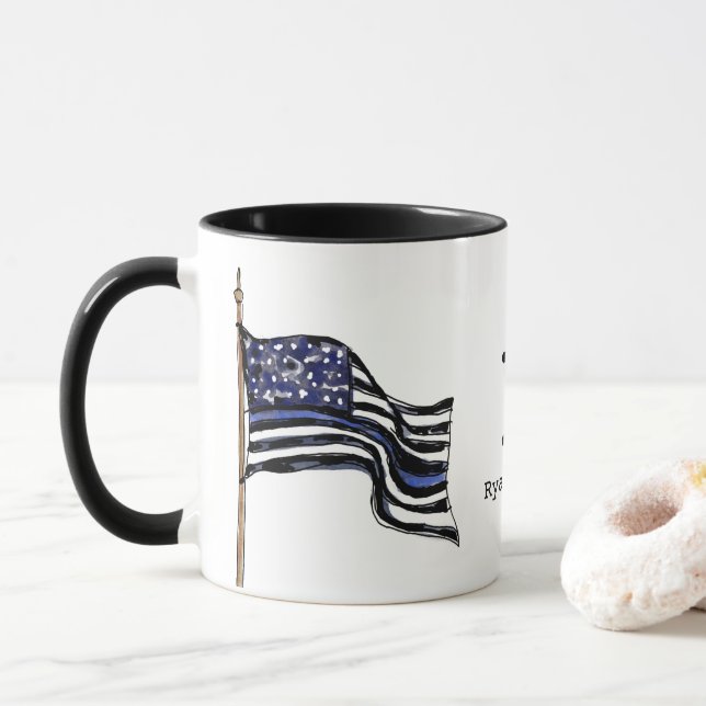 Caneca Polícia - Linha Azul Linha Azul - Nome Monograma A (Com Donut)