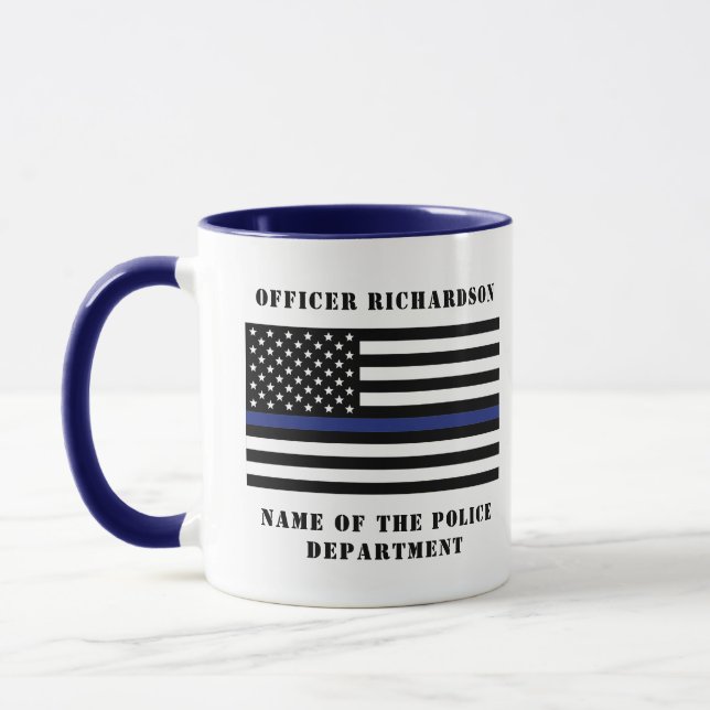 Caneca Polícia Personalizada - Polícia de Linha Azul Fino (Esquerda)